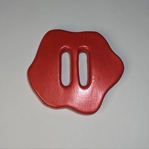 1988 Handmade by Cecilia for Judith 1/1 Vintage Scarf or Belt Buckle Red Painted